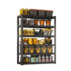 Industrial Heavy Duty 6 Tier Metal Garage Shelving Unit For Storage, Adjustable - Brushed Nickel