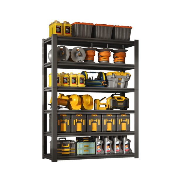 Industrial Heavy Duty 6 Tier Metal Garage Shelving Unit For Storage, Adjustable - Brushed Nickel