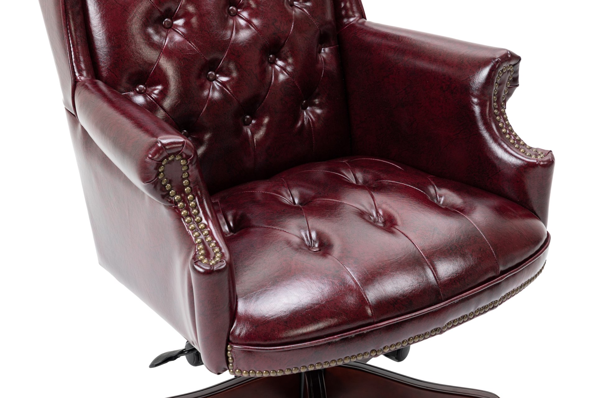 Executive Office Chair, High Back Reclining Comfortable Desk Chair With Smooth Glide Caster Wheels - Burgundy - Image 9