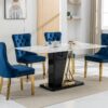 Nikki - Modern, High-End Tufted Solid Wood Contemporary Velvet Upholstered Dining Chair With Golden Stainless Steel Plating Legs, Nailhead Trim (Set of 2) - Blue / Gold - Image 18