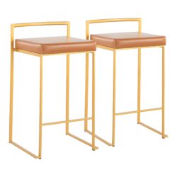 Fuji - Contemporary Stackable Counter Stool (Set of 2) - Gold / Camel