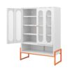 Modern Minimalist Double Door Shoe Cabinet With Adjustable Mesh Doors - White - Image 9