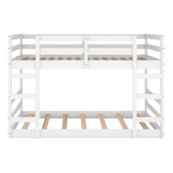 Full Over Full Classic Bunk Bed & Ladder - White