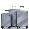 3 Piece Luggage Sets Lightweight Suitcase With Two Hooks, Spinner Wheels, (20/24/28) - Gray - Image 5