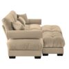 Modern 2 Seater Sofa With Ottoman And Round Bolster Armrests - Camel - Image 14