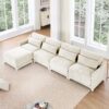 Elegant Four Seater Sofa With Movable Ottoman Ergonomic Design - White - Image 17