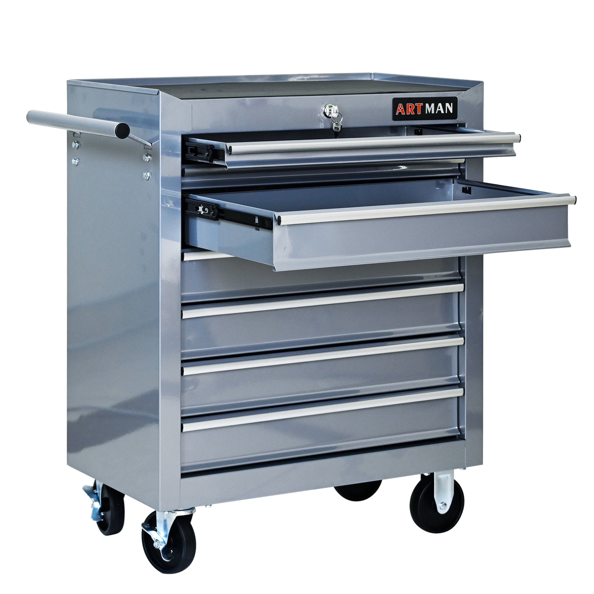7 Drawers Multifunctional Tool Cart With Wheels - Sliver - Image 9