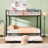 Full Over Full Modern Metal Bunk Bed With Trundle - Black - Image 5