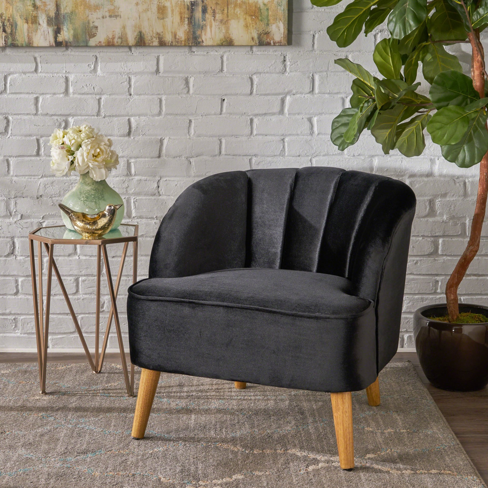 Accent Chair, Club Armchair, Modern Reading Chair - Black - Image 4
