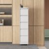 Heavy Duty 5 Drawer Metal Vertical File Cabinet With Lock And Wheels For Home Office - Brushed Nickel - Image 11