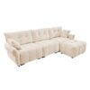 Elegant 3 Seater Sofa Set With Ottoman And Pillows, High Resilience Cushions - White - Image 16