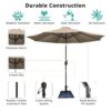 8.8' Outdoor Aluminum Patio Umbrella, Patio Umbrella, Market Umbrella With 42 Pounds Round Resin Umbrella Base, Push Button Tilt And Crank Lift - Taupe - Image 6