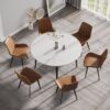 Round Dining Table, Position For 6 People - White / Black - Image 4