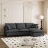 Sectional Sofa With Ottoman L Shaped Cloud Couch Set With Throw Pillows, Free Combination 4 Seat Modular Upholstered - Gray - Image 3