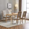 French Country Dining Chairs (Set of 4) Elegant Cane Backrest & Upholstered Seats Rustic Solid Rubberwood Frame - Grayish Green - Image 4