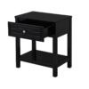 Dylan - Wooden End Side Table Nightstand With Glass Top And Drawer - Black - Image 8