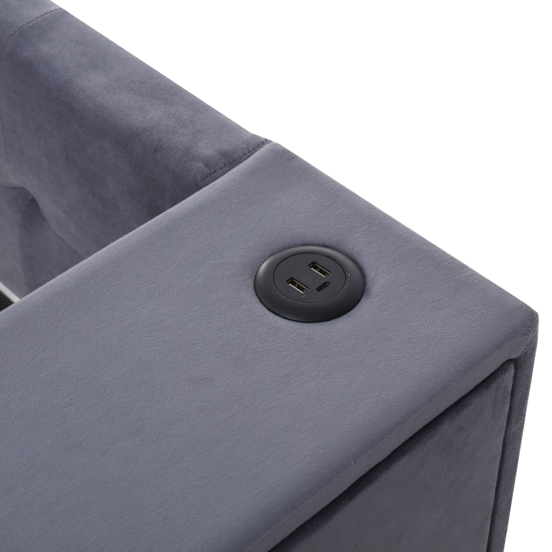 Twin Upholstered Bed With Storage And Twin Trundle, USB Charging Ports - Gray - Image 14