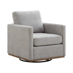 Modern Square Upholstered Swivel Accent Chair Chenille For Living Room Or Bedroom - Light Gray
