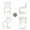 Modern Light Luxury Dining Chair (Set of 4) With MetalLegs And Bow Design - White - Image 14