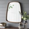 Irrgeular Mirror With Wood Frame, Wall Mirror For Living Room Bathroom Entryway - Brown - Image 6