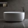 Independent Solid Surface Resin Stone Bathtub, A Modern Designed Independent Bathtub With Pop-Up Drainage And Overflow Pipes, Suitable For Small Households - Matte White - Image 2