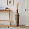 Tall Vase - Brown Decorative Floor Vase, Classic Neat Floor Vase Tall Freestanding Flower Holder, Artificial Rattan Vase, Floor Vase, Flower Holder For Home Decor - Gray - Image 21