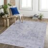 Maval - 3' X 5' Washable Area Rug - Blue / Cream - Image 2