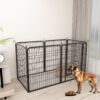 53.94" 6 Panels Heavy Duty Metal Playpen With Door, Dog Fence Pet Exercise Pen For Outdoor, Indoor - Black - Image 5