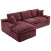 Cloud Sectional Sofa Upholstered Sofa Couch With Double-Layer Cushion And Side Pockets - Red - Image 20