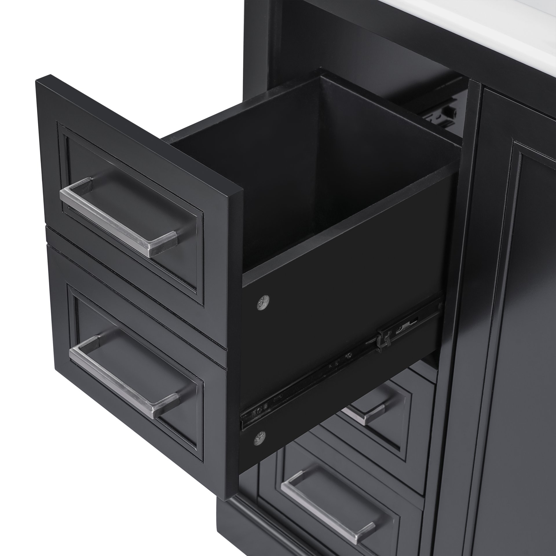 36" Bathroom Vanity With Sink, Soft Close Doors, Adjustable Shelf & 3 Drawers - Black - Image 15