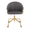 Claire - Contemporary / Glam Task Chair - Gold / Gray - Image 5