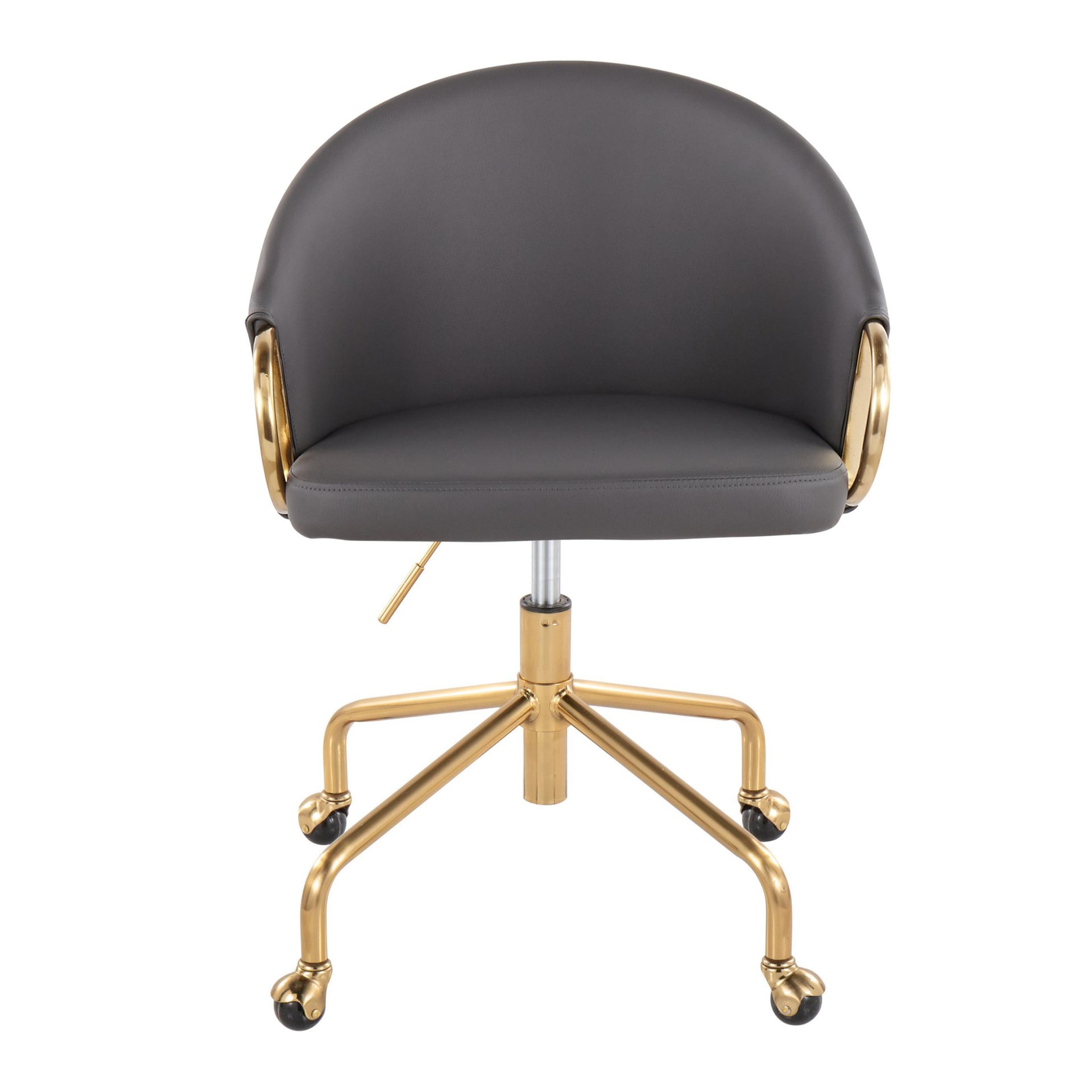 Claire - Contemporary / Glam Task Chair - Gold / Gray - Image 5