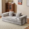 Floor Couch, Compression Sofa, Convertible Floor Sofa Bed & Pillow Back Support Armrest - Light Gray - Image 4