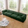 Modular Sectional Sofa With Storage Cylindrical Backrest And Armrests Deep Comfortable Seating Chenille 4 Seat Sofa - Green - Image 9