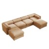 Modular Sectional Sofa With Storage Ottoman Extra Large U Shaped Convertible Couch Deep Seat Cylindrical Backrest And Armrests Chenille - Camel - Image 14
