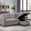 Ashlyn - Reversible Sleeper Sectional Sofa With Storage Chaise, USB Charging Ports And Pocket - Light Gray - Image 4