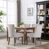 Ultra Side Dining Chair,Thickened Fabric Chairs With Neutrally Toned Solid Wood Legs, Bronze Nail Head (Set of 2) - Beige - Image 15