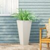 Modern Outdoor Cast Stone Planter - White - Image 2