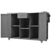 Outdoor Kitchen Island Fir Wood Kitchen Island With Stainless Steel Top, Ample Storage Space, Towel And Spice Racks And A Bottle Opener For Outdoor - Gray - Image 24