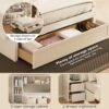 Full Size Pine Wood Platform Bed With All In 1 2 Nightstand, Storage Shelf And Cabinet Bookcase With 2 Charging Stations, Multi Functional Captain Bed Frame With 3 Drawers - White - Image 5
