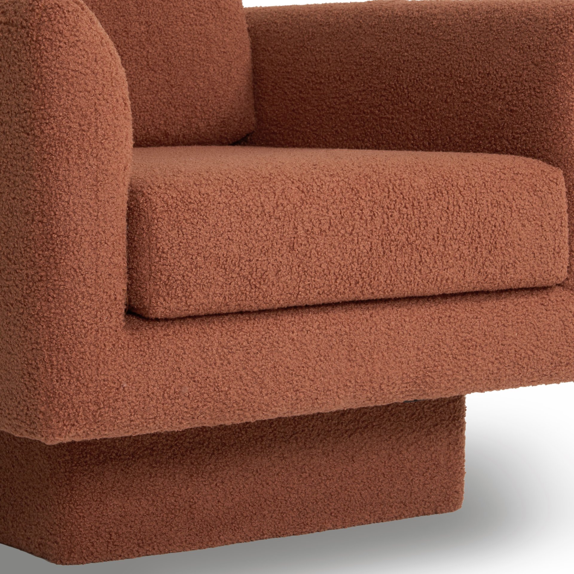 360° Modern Swivel Accent Chair Round Armchair, Thick Padded Single Lounge Sofa Upholstered Comfy - Brick Red - Image 17