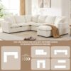 Modern U-Shape Modular Sofa, 7 Seat Chenille Sectional Couch Set With 2 Pillows Included, Freely Combinable Indoor Funiture - White - Image 19