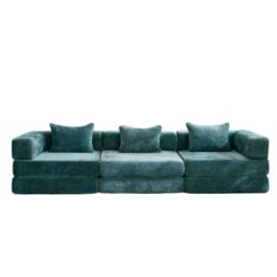 Convertible Floor Sofa Bed With Fixed Shape Frame, Boneless Modular Sectional Sofa, For Living Room - Dark Green