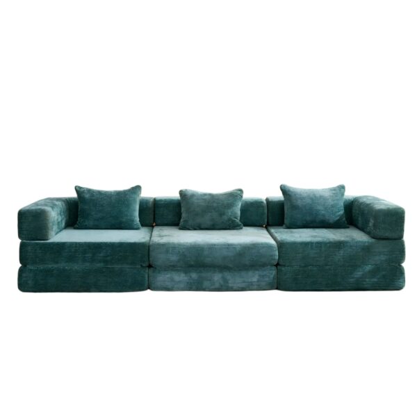 Convertible Floor Sofa Bed With Fixed Shape Frame, Boneless Modular Sectional Sofa, For Living Room - Dark Green