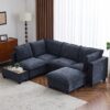 U - Shaped Sectional Sofa Modular Sofa Couch With A Movable Ottoman, A Coffee Table With Hidden Charging Devices For Living Room - Blue - Image 11