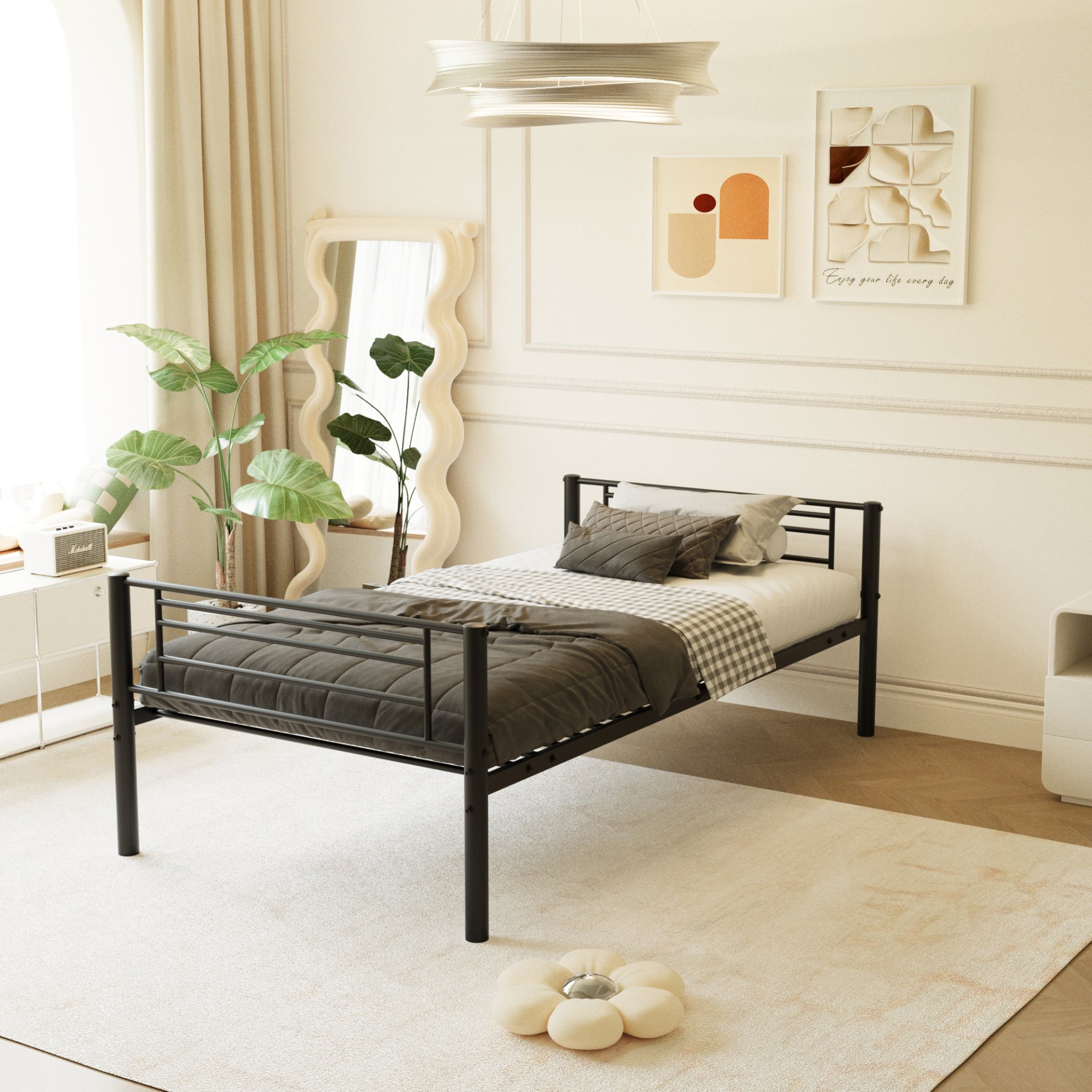 Twin Size Metal Triple Bunk Bed For Bedroom And Dormitory, Convertible Into 3 Separate Beds - Black - Image 6