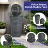 31.5" Tall Striped Column Fountain With LED Light Design For Outdoor Spaces - Gray - Image 4