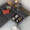 Convertible Combo Sofa, Sofa L Shaped, Sofa With Storage Cabinet Footstool, Living Room Sofa, Living Room 3 Seat Combo Sofa - Dark Gray - Image 5
