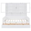 Full Size Daybed With Glass Door Storage Cabinets, Built In LED Lighting And Shelves - White - Image 2