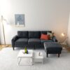 Convertible Combo Sofa, Sofa L Shaped, Sofa With Storage Cabinet Footstool, Living Room Sofa, Living Room 3 Seat Combo Sofa - Dark Gray - Image 2